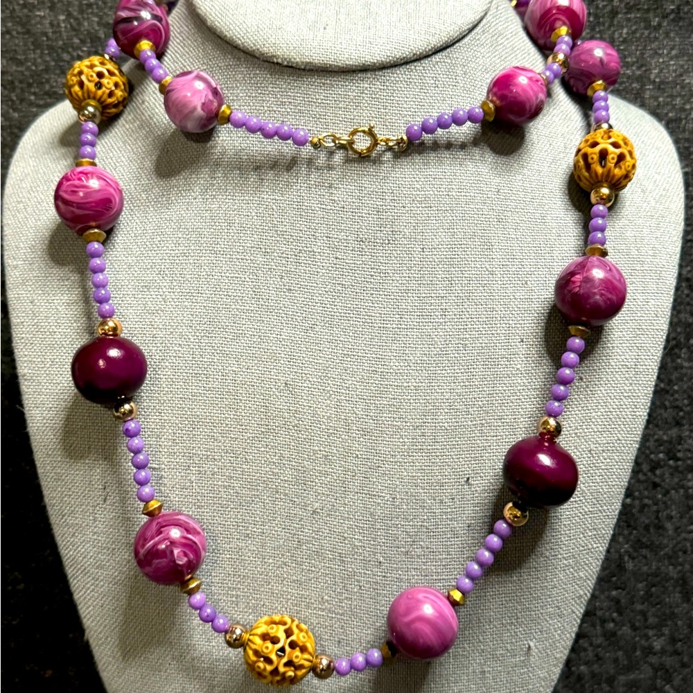 Long Purple Beaded Necklace
